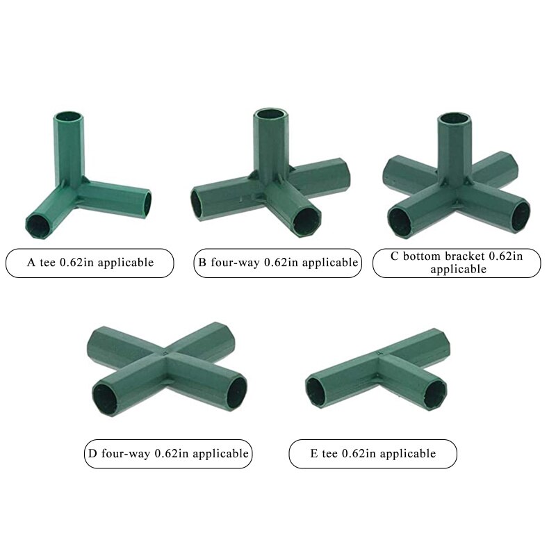 Joints en PVC 16MM 5 pièces Support Stable pour serre robuste cadre en plastique connecteur de construction polyvalent fournitures de jardin