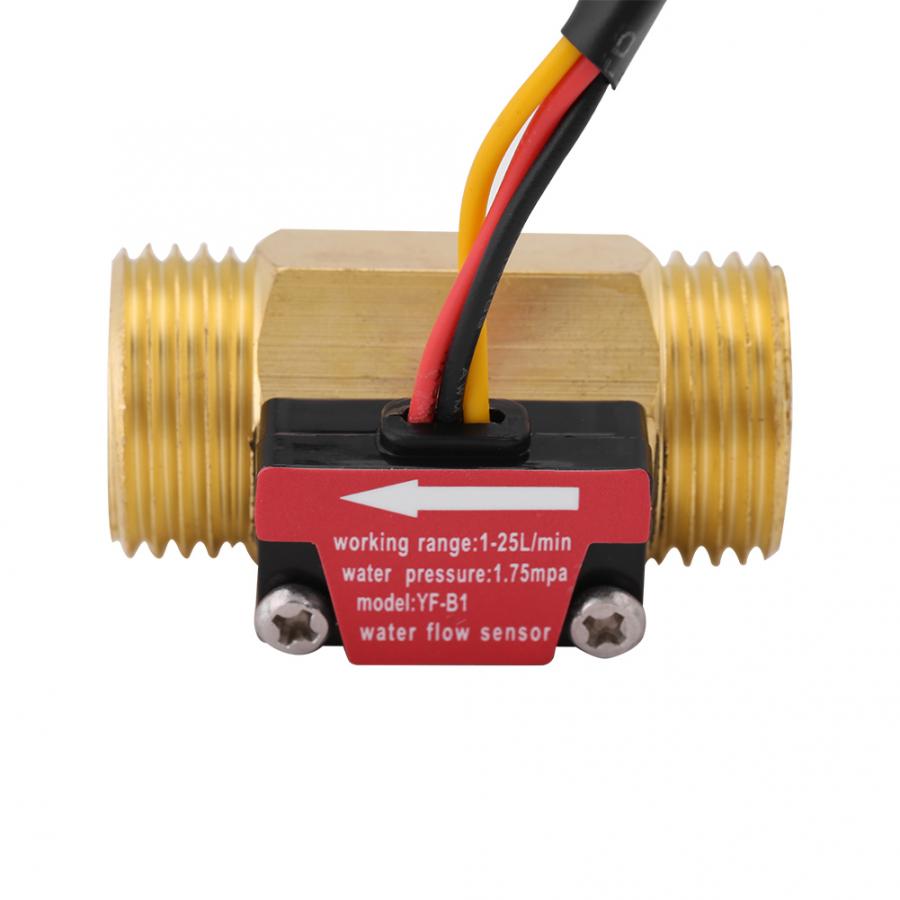 1pc G1/2'' Electric Magnetic Turbine Water Flow Meter Brass Inline Hall Flow Sensor Switch External Threaded 1-25L/min