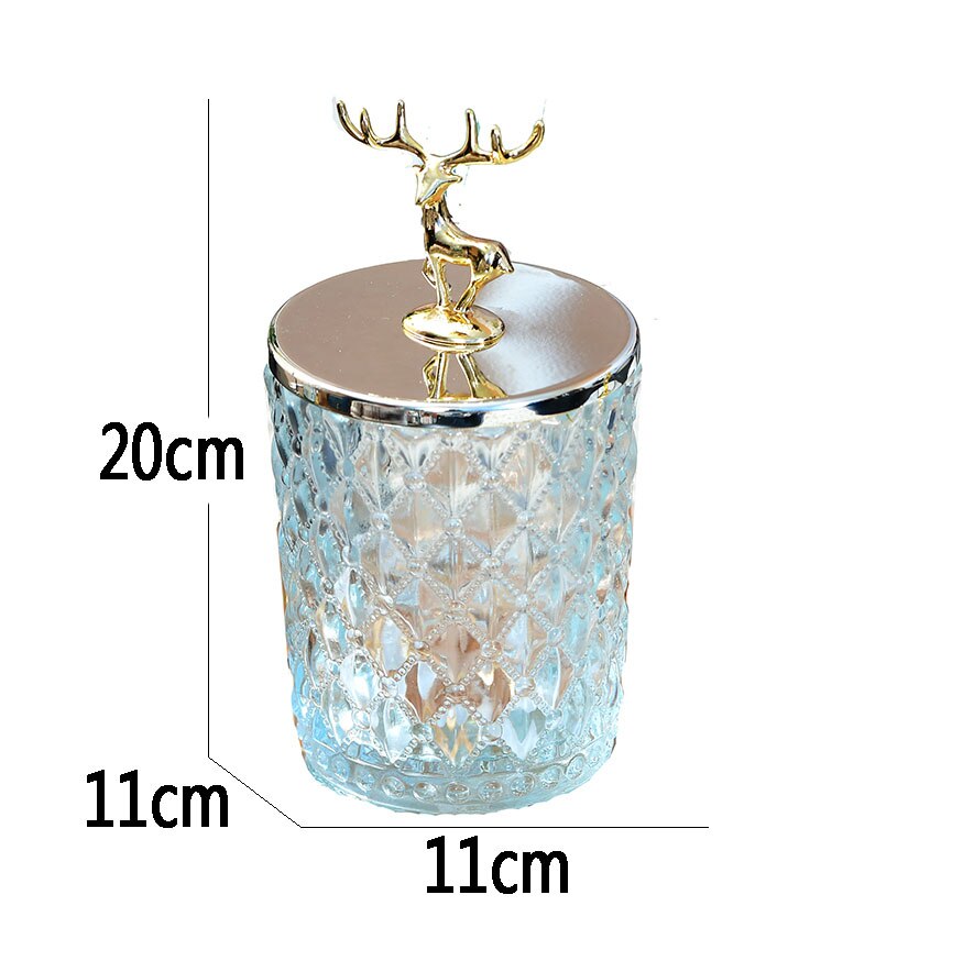 Glazen afgesloten voorraadpot gouden hertenkop deksel kruidenpotjes ornamenten kruidenkristal vochtbestendige container snoeppot: G