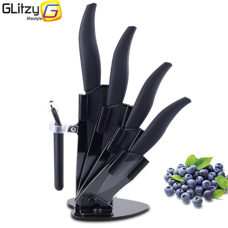 Nóż ceramiczny 3 4 5 6 cal cyrkonu nóż kuchenny + obierak + zestaw świeczników czarny nóż szefa kuchni owoce pożytek noże kuchenne ładniejsza: czarny