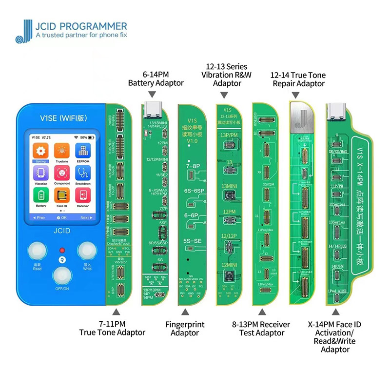 Programador de lectura de código de teléfono JC V1SE para teléfono serie 7-14, herramienta de lectura SN con huella dactilar, placa de reparación de prueba