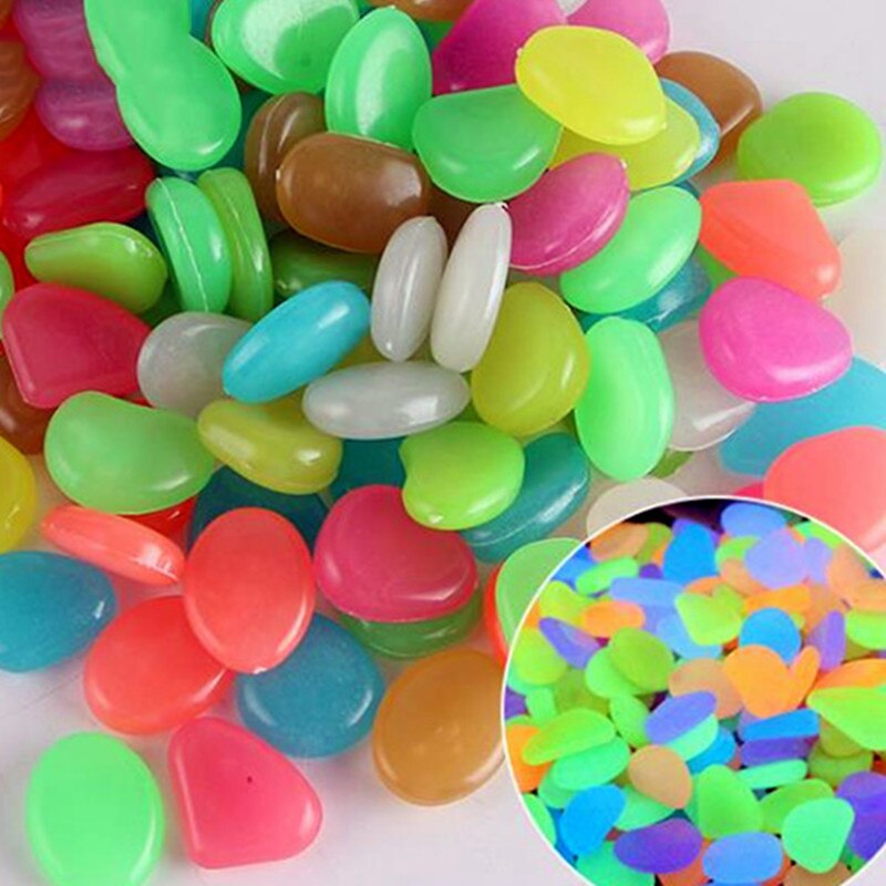100pcs Garden Pebbles Outdoor Decoration Accessories Glow Stones Walkways Garden Path Patio Lawn Garden Luminous Decor Pebbles