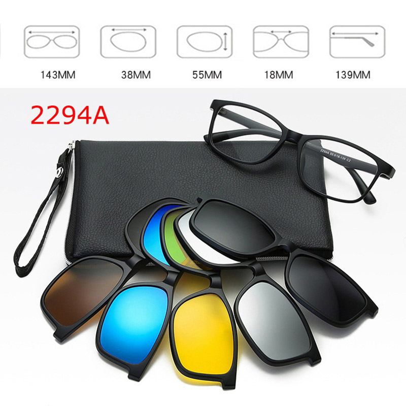 Moda optyczna ramka do okularów mężczyźni kobiety krótkowzroczność z 5 okulary przeciwsłoneczne w formie nakładki spolaryzowane okulary magnetyczne dla mężczyzn okulary RS1019: RS1019 2294A