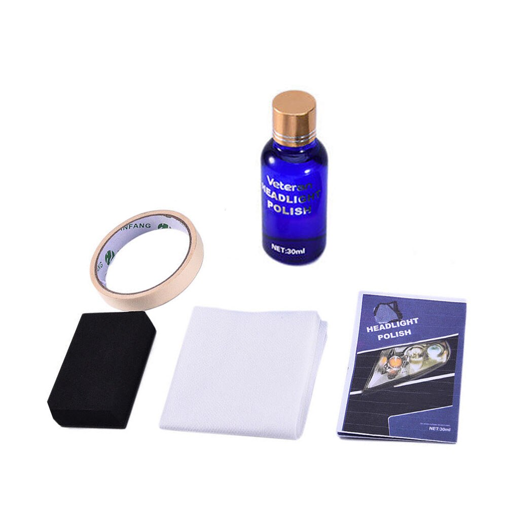 30 ml bil frontlykt lampe linse polsk renere flytende restaurering kit auto lys polering reparasjon belegg agent sett