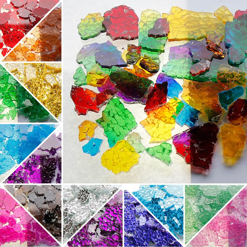 120g/4,23 unzen Bunte Glas Fragmente Mosaik Fliesen Transluzenten Spiegel Gebrochen Glas Stück DIY Kunst Handwerk Riss Material