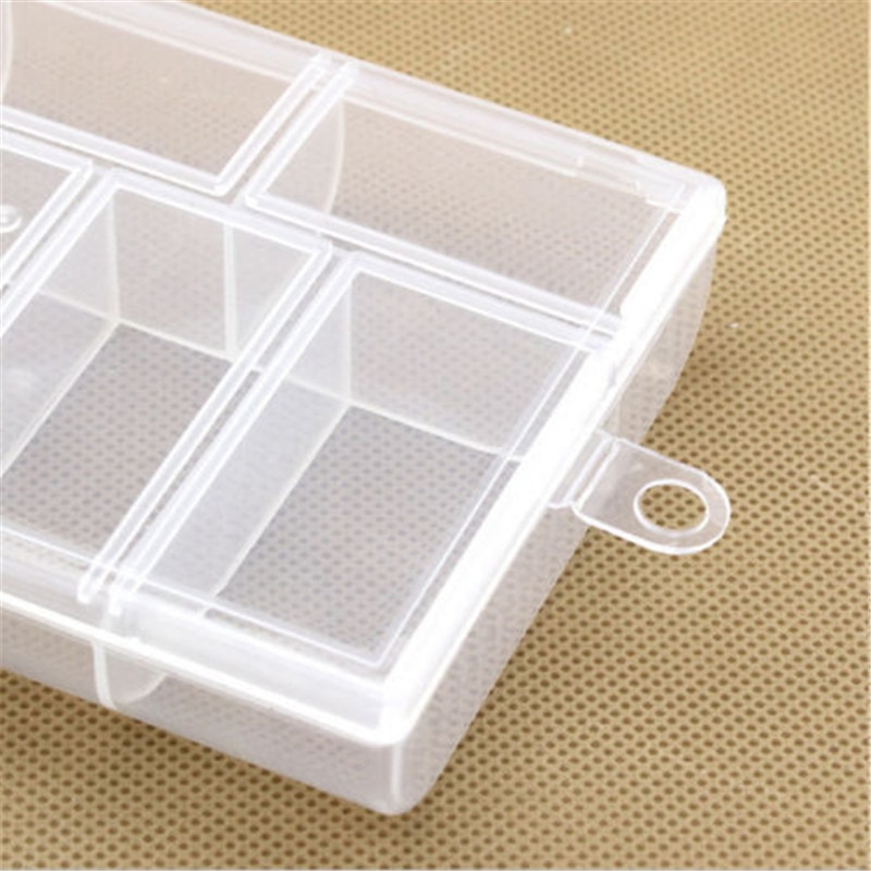 Bärbar plast 6-- fack förvaringsbehållare liten låda box transparent