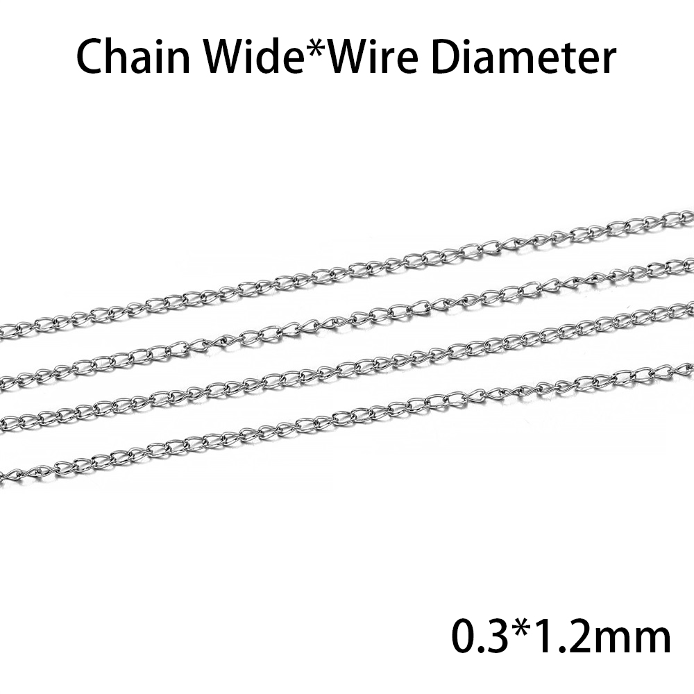 5 m/lote de cadena de acero inoxidable, cadenas de eslabones de varios estilos, nunca se decolora, cadena de collar a granel para hacer joyería DIY, accesorios: Gris