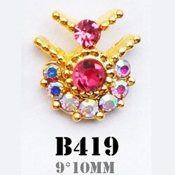 10 stk 3d legeret neglekunst tilbehør skinnende krystal guld negle smykker topniveau negle skønhed charms: B419
