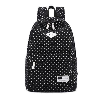 Ladsoul Lichtgewicht Casual Dagrugzak Canvas Polka Dot Rugzak 14 "-15" Laptop Pc Schooltas Voor Tiener Meisjes CD5588/H: black