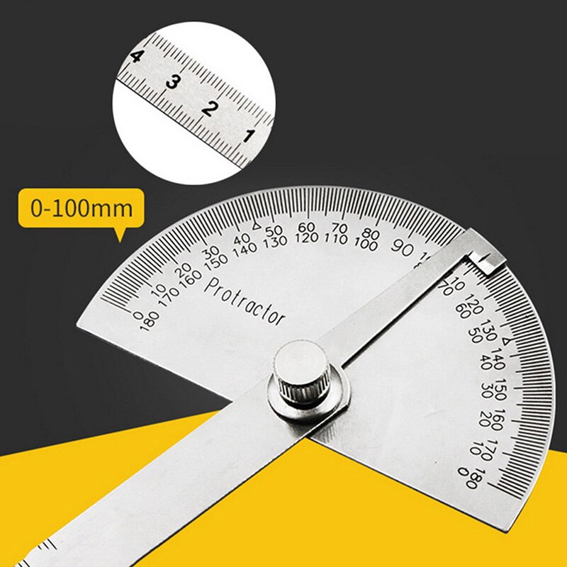 Stainless Steel Protractor Round Head Rotary Angle Rule metal Arm Ruler Adjustable Multifunction Mathematics Measuring Tool