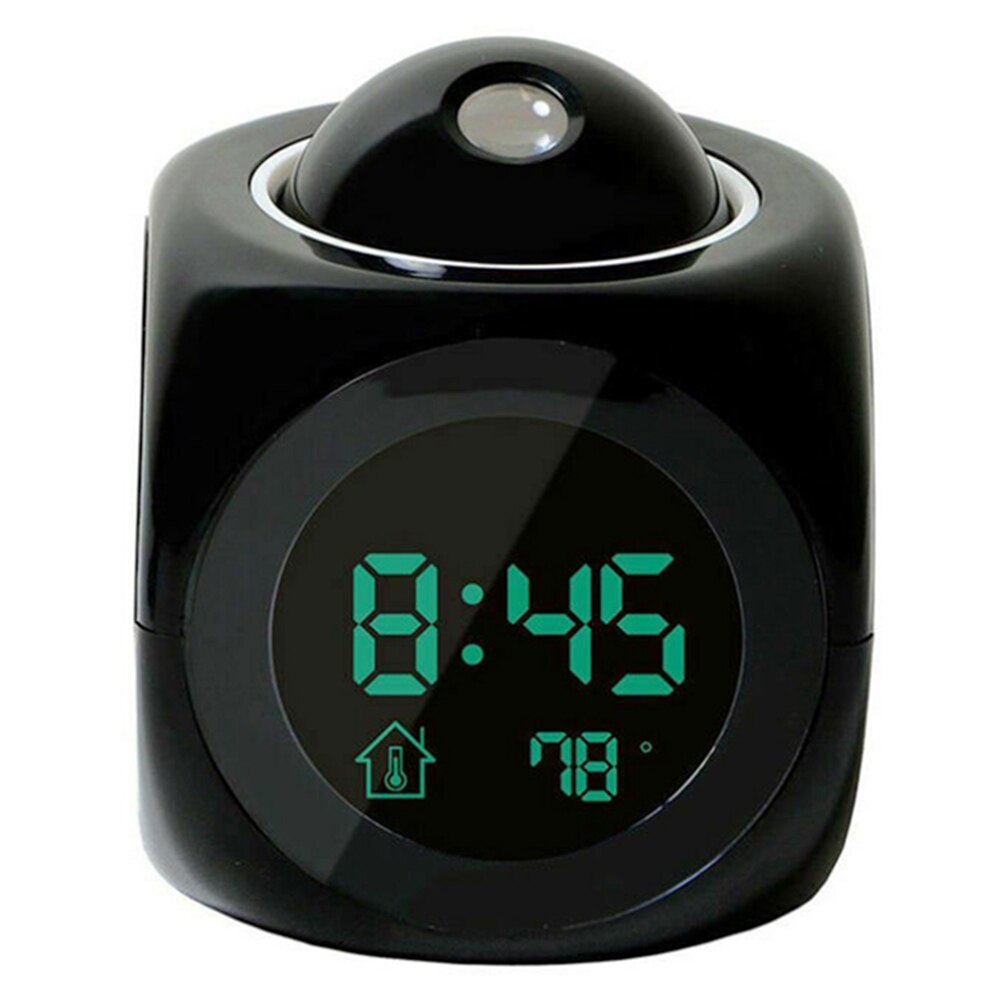 Wecker LED Zauberstab Decke Projektion LCD Digitale Stimmen Reden Temperatur Meter Clever Uhr 66CY: Schwarz