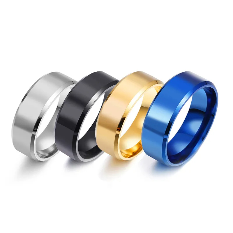 4 farver klassisk 8mm herrering overflade børstet rustfrit stål enkel ring til kvinder vielsesring par smykker tilbehør