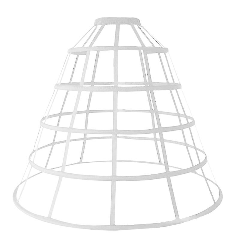 Womens Hollow Out Caged 5-Hoop Bustle Victorian Petticoat Skirt Wedding Bridal Dress Cosplay Pannier Crinoline Underskirt: white