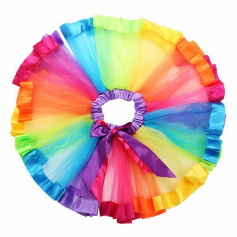 Brand Baby Skirts Baby Girls Princess Rainbow Tulle Tutu Skirt Party Ballet Dance Show Bow Rainbow Color: M