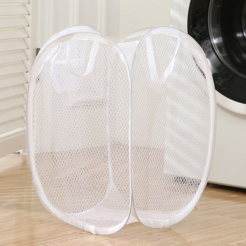 4-1 stuks mesh pop-up wasmand opvouwbare mesh wasmand voor thuis slaapkamer badkamer slaapzaal reizen opslag container tassen: M / Brons