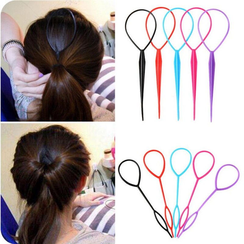 2 piezas para hacer moños, herramienta de peinado para trenzar el cabello, Coleta, peinados, Clip, palo de bucle, accesorios para peinados: Default Title