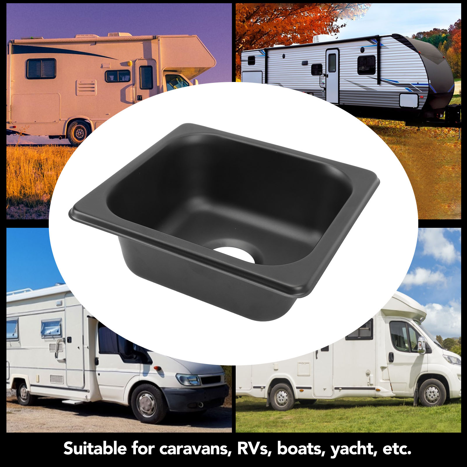 175X160X70mm RV Sink Stainless Steel Large Capacity In Bar Washbasin For Boat Caravan Camper