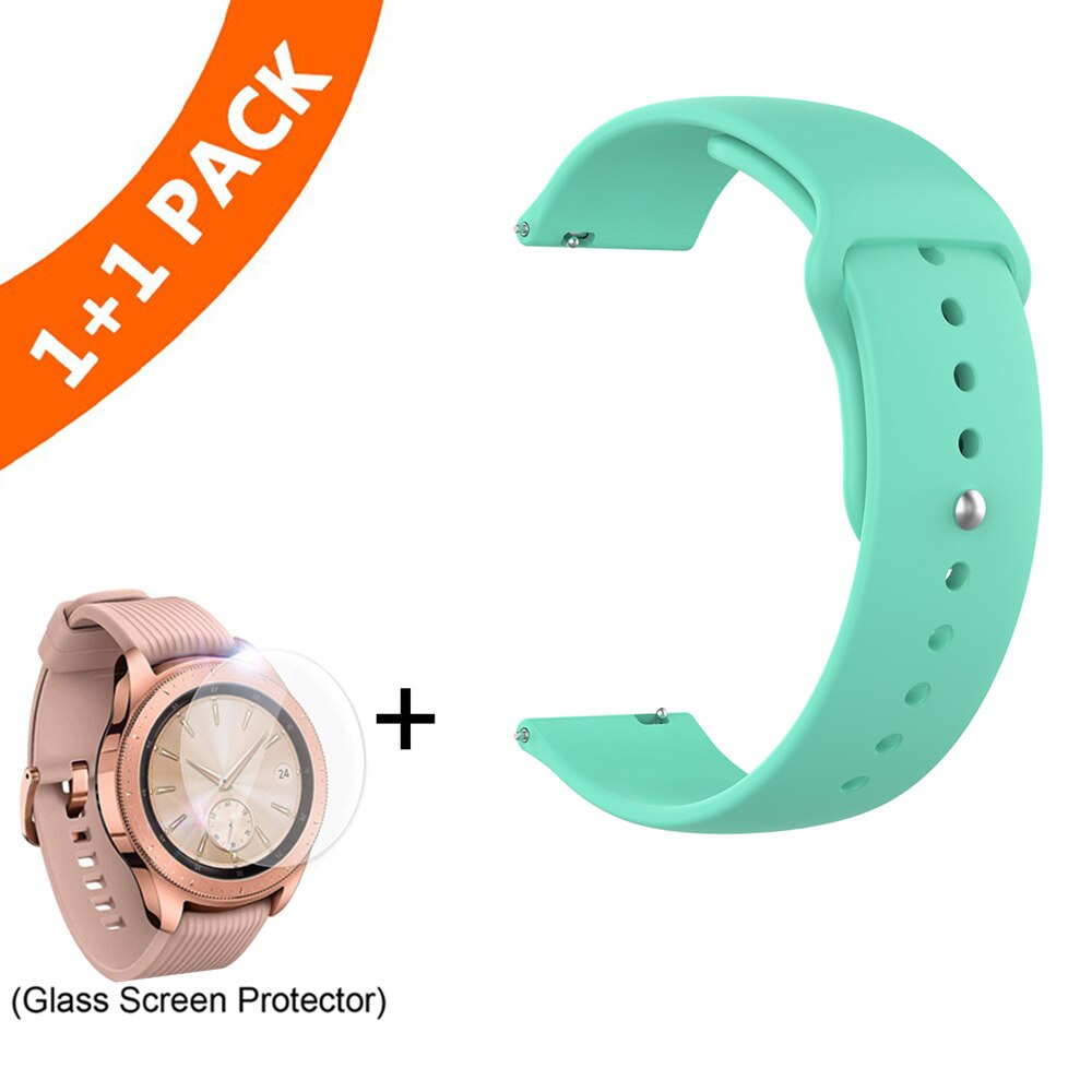 20mm armbånd til samsung galaxy ur 42mm rems silikonebånd til samsung gear  s2 classic 732 med glasbeskyttelsesfilm: Søblå