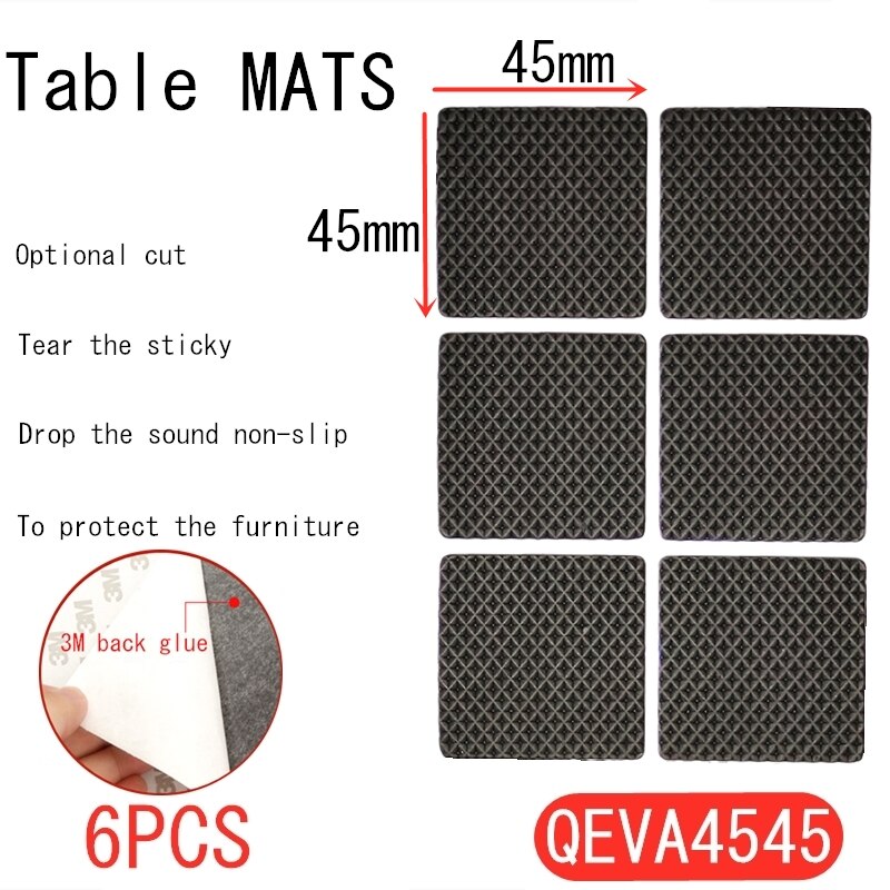 Alfombrilla para los pies autoadhesiva negra y cuadrada redondo, almohadillas de fieltro, alfombrilla antideslizante, amortiguador de parachoques para silla, Protector de mesa, Hardware: QEVA4545