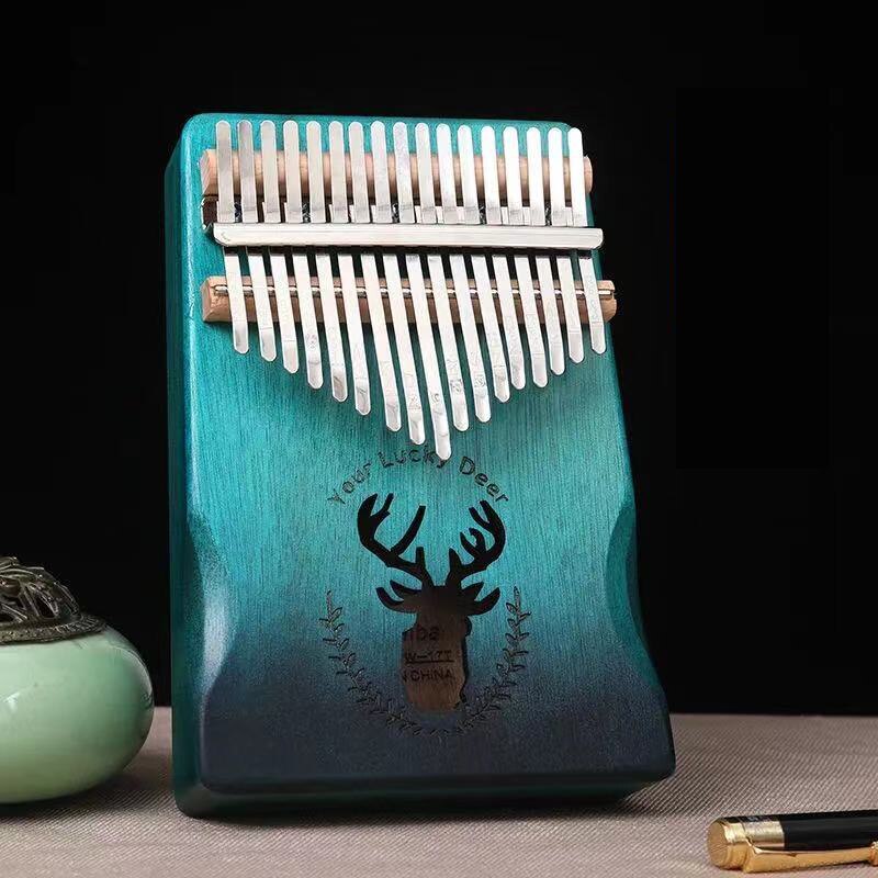 Kalimba de 17 teclas, Piano de pulgar de madera de caoba de , cuerpo Mbira de África, instrumentos musicales con accesorios: Green 1