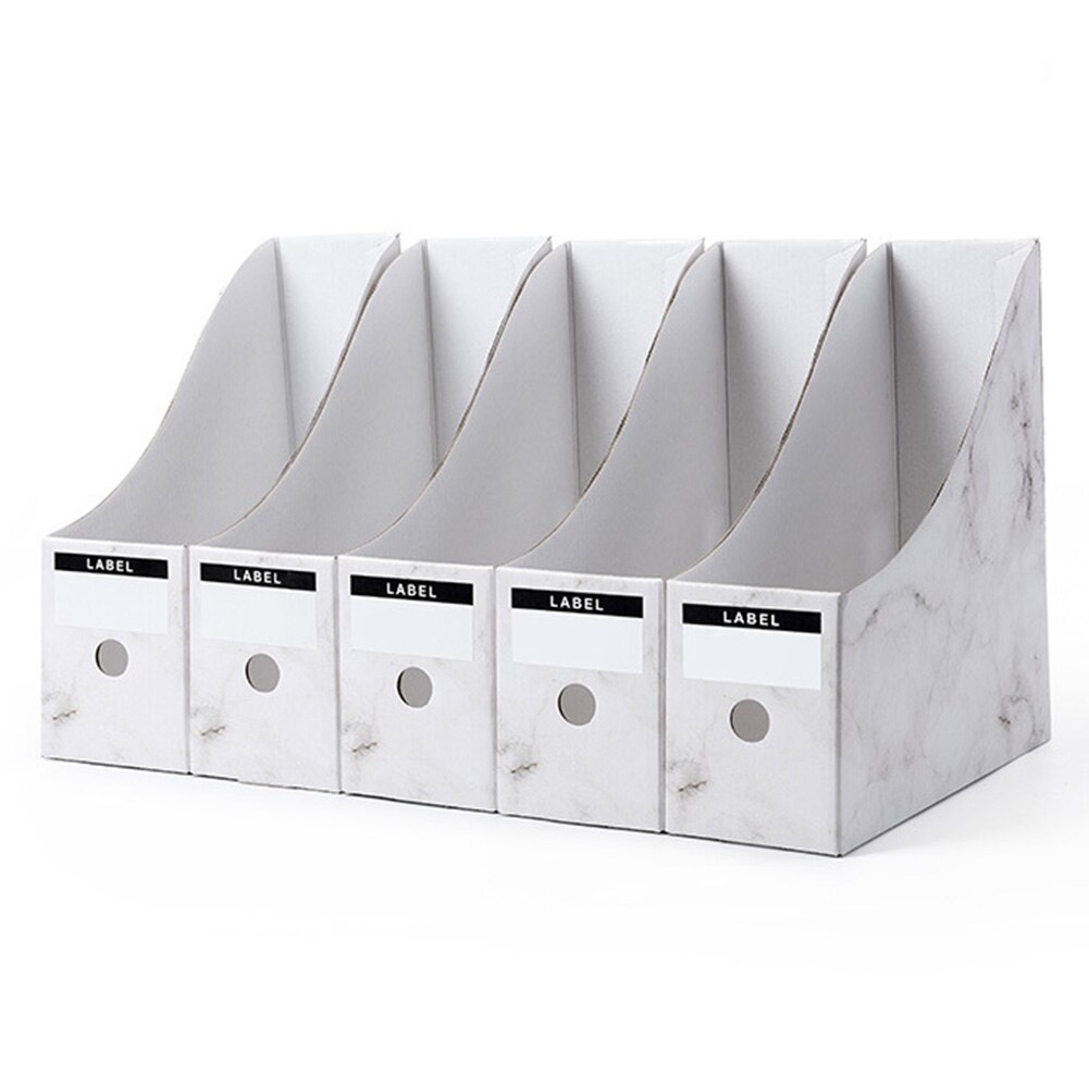 5PCS/Set Paper Desk Organiser Office Foldable Pencil Magazine Rack Simple Paperwork Document Storage Box File Holder: White