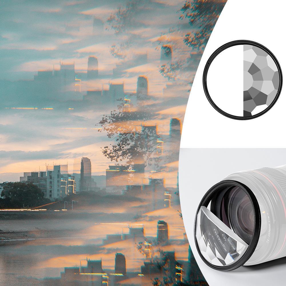 Filtro de cámara de 77mm para fotografía DSLR, filtro de efectos especiales de primer plano, doble media luna, lente prisma Variable para foto