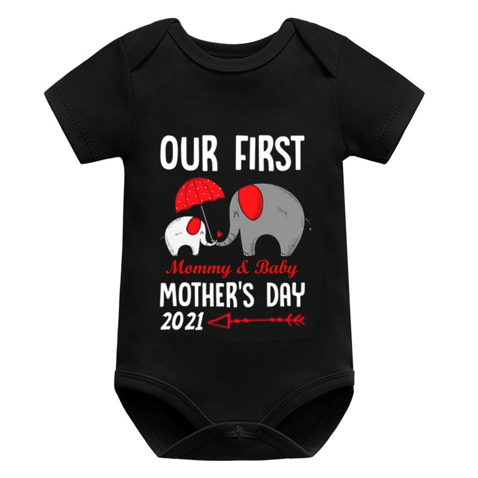 Baby-Overall mit elefanten- und buchstabenprint, kurzarm, lässige sommerkleidung für jungen und mädchen zum muttertag