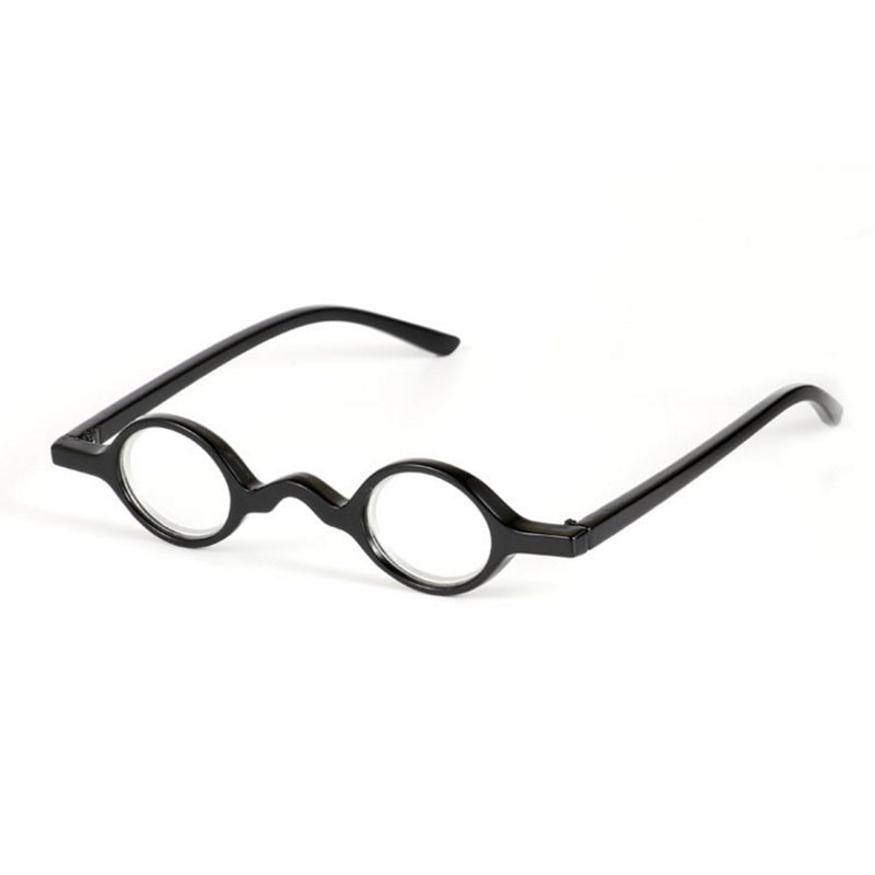 Vrouwelijke Vintage Ronde Mini Leesbril Kleine Plastic Brillen Frame Vrouwen Mannen Presbyope 1.5-3.5 R134: +300 / Black