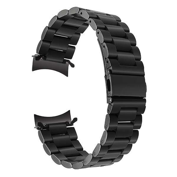 22mm roestvrijstalen horlogebandjes met snelsluiting voor samsung gear  s3 classic frontier polsband met schakels, zwart en zilver: Zwart met adapter
