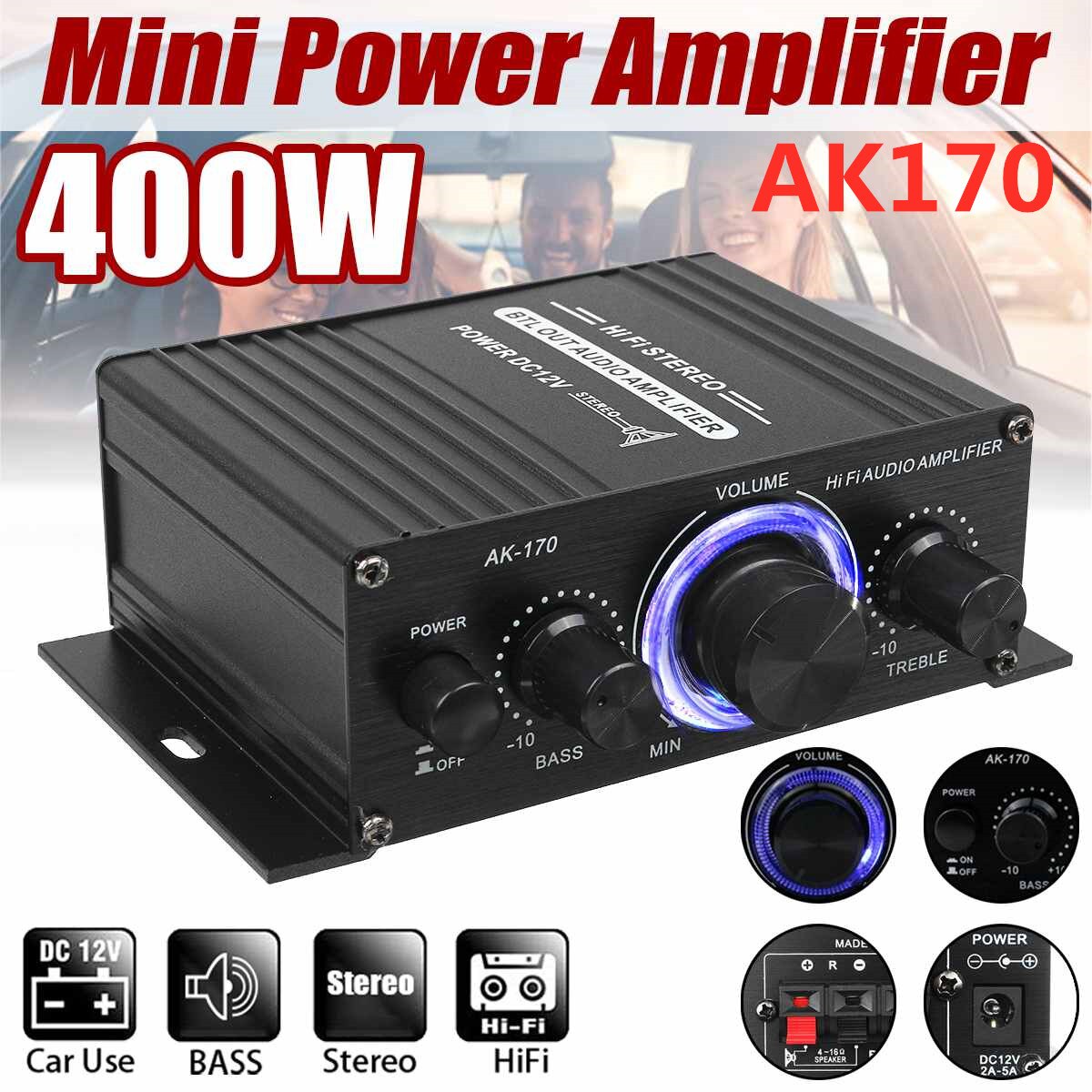 AK380//370/270/170 800W 12V Hifi Versterker Stereo Thuis Auto Bass Audio Amp Auto Speaker klasse D Auto Thuis Geluid Power Amp: AK170 No buthooth