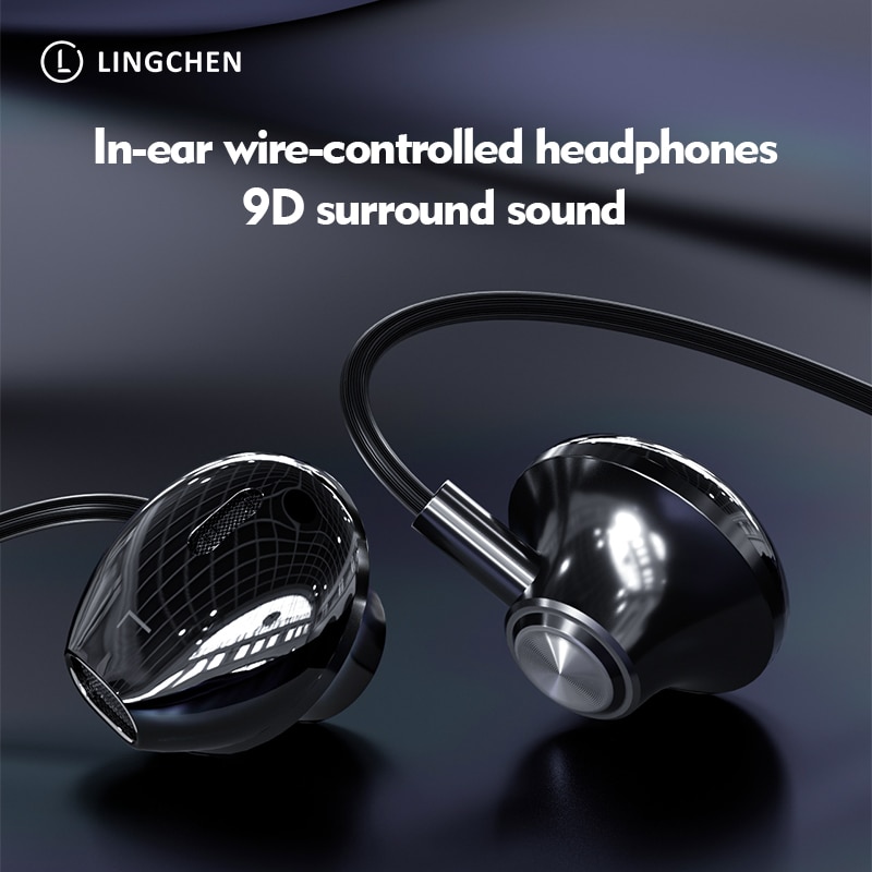 Licheers 9D Stereo In-ear Earphone Wire-controlled Sound Earpiece Earbuds For Xiaomi Samsung 3.5mm For Huawei Type C Earphones