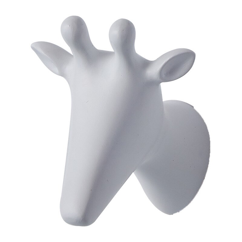 Perchero con cabeza de Animal para el hogar, gancho decorativo para colgar ropa, estante para artículos diversos, montado en la pared, 1 ud.: White   Giraffe