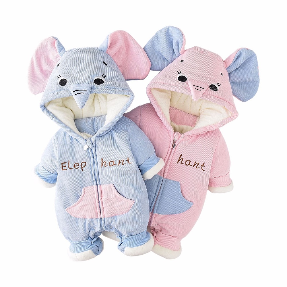 Baby Kleidung Baby Body Neugeborenen Baby Winter Strampler Elefanten Paded Strampler Junge Mädchen Kleidung Säuglings Overalls 6m ~ 24m