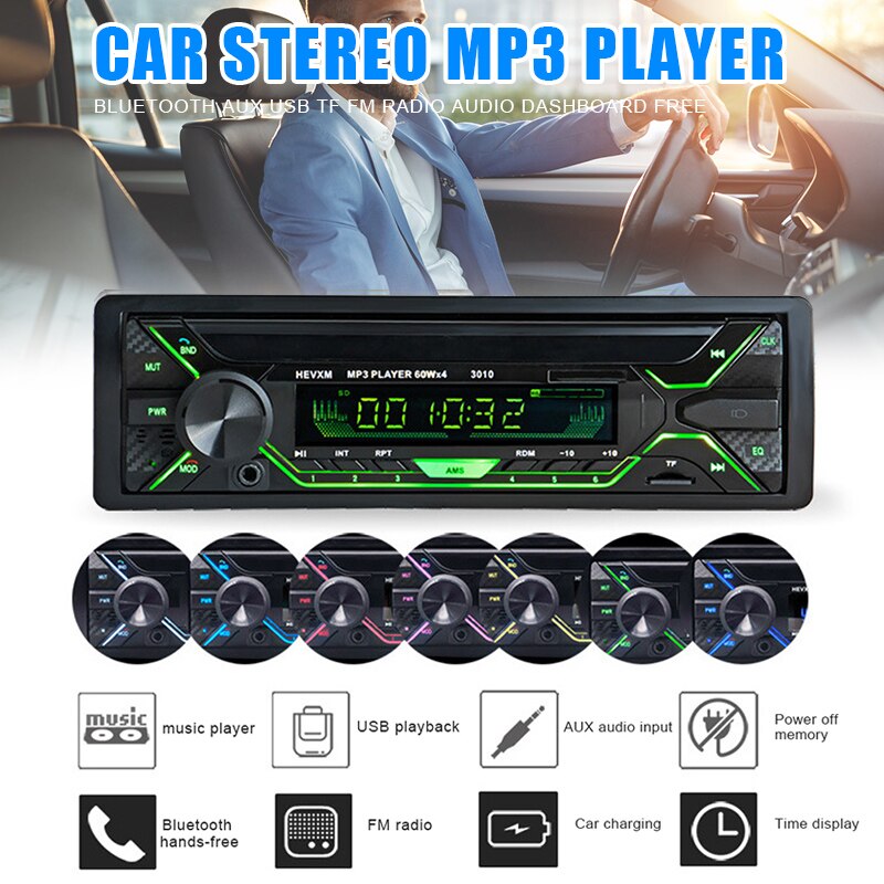 Spot Car Stereo MP3 Player Bluetooth AUX USB TF FM Radio Audio In-dash Handsfree Music Player Car Styling