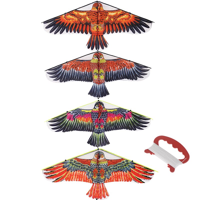 1M Platte Eagle Kite Met 30 Meter Kite Lijn Kinderen Vliegende Vogel Vliegers Windzak Outdoor Speelgoed Tuin Doek Speelgoed voor Kids