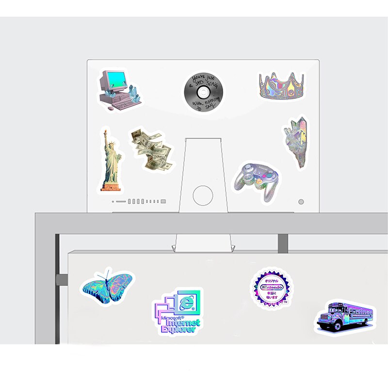 50pcs Vaporwave Art Style Sticker For Laptop Skateboard Luggage Refrigerator Notebook Decals Helmet Cartoon Computer Stickers