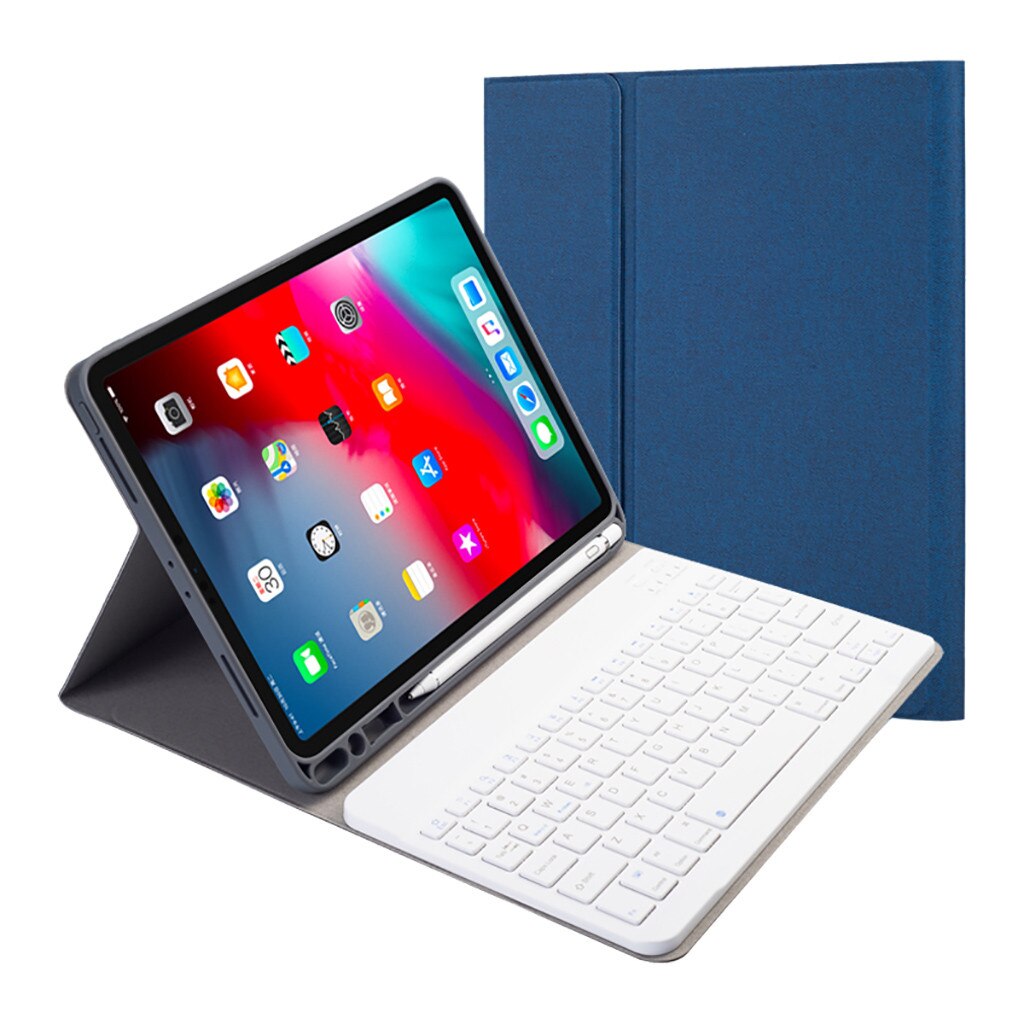 Keyboard Case for iPad Pro 11 inch Support for Apple Pencil Charging Detachable plastic Bluetooth keyboard case: Blue