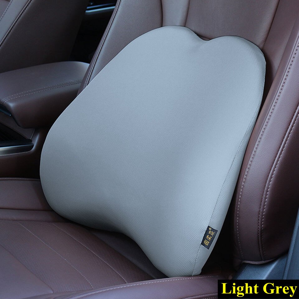 Cojín de apoyo Lumbar para asiento de coche, cojín para silla de oficina, transpirable, de viaje, suave de algodón con memoria: B1-Light Grey