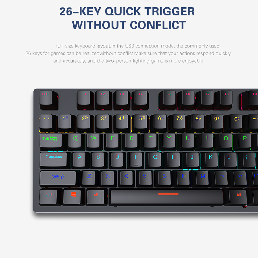Podświetlana klawiatura mechaniczna do gier zestaw dla graczy RGB PC USB przewodowa klawiatura klawiatura ergonomiczna klawiatura komputerowa Mini Teclado