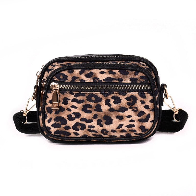 2020 modieuze luipaardprint dames schoudertas multifunctionele outdoor mobiele telefoon tas pu leren koerierstas reisorganizer: Khaki