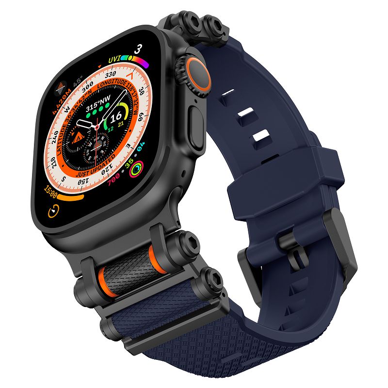 Urrem til apple watch ultra 2 remme 49 46 45 44 42mm holdbart metalstikrem til iwatch  s10 9 8 7 tpu sportarmbånd: Xxl / Midnatblåt