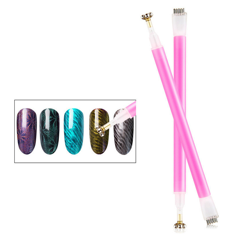 1 pc kat dobbelthoved øje magnet stick til gel lak lak 3d linje strimmel stærk effekt magisk bord nail art værktøjer