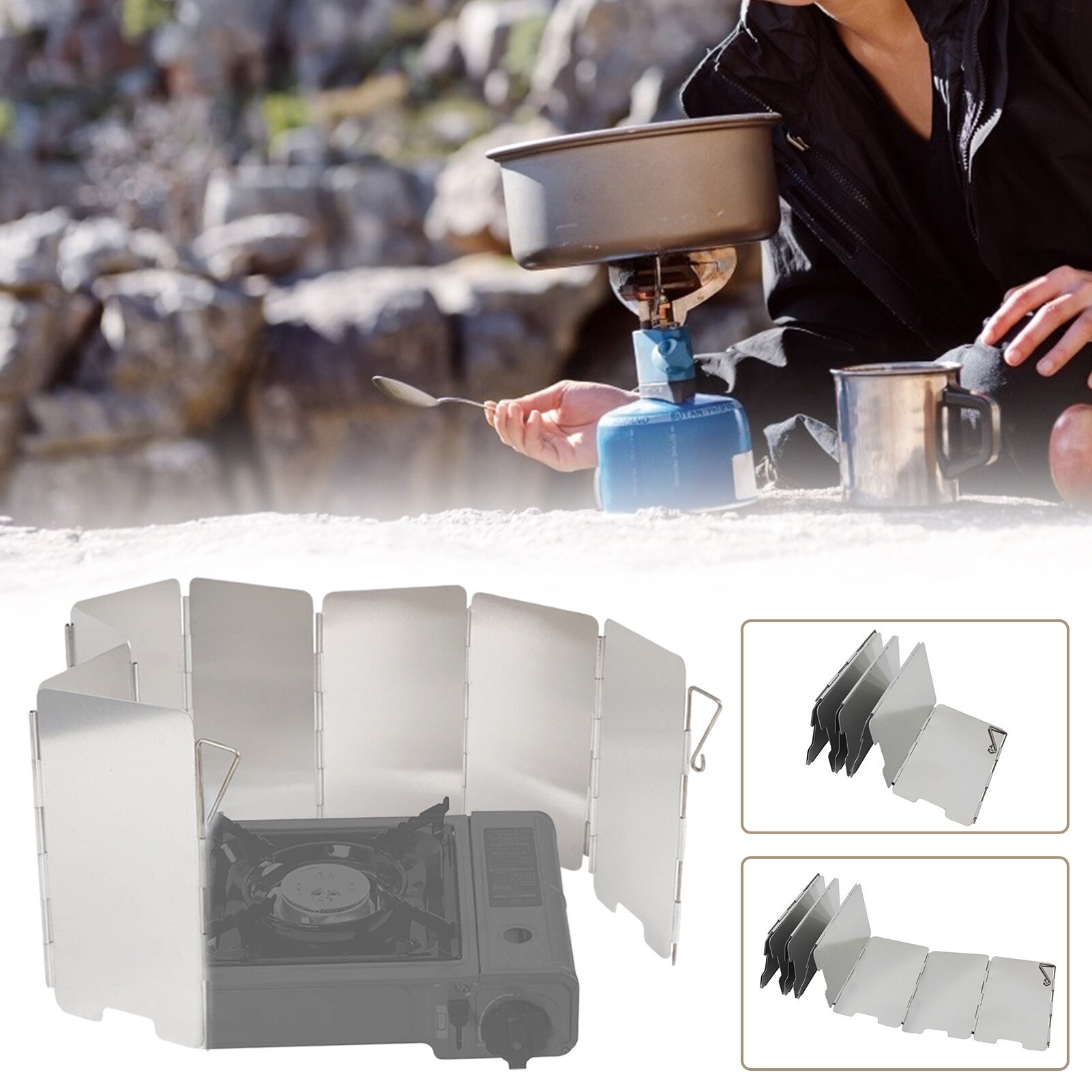 Outdoor Stove Wind Shield Gas Burner Windshield 7/8/9/10/12Plates Gas Stove Windshield Windproof Screen Camping Stove Windscreen