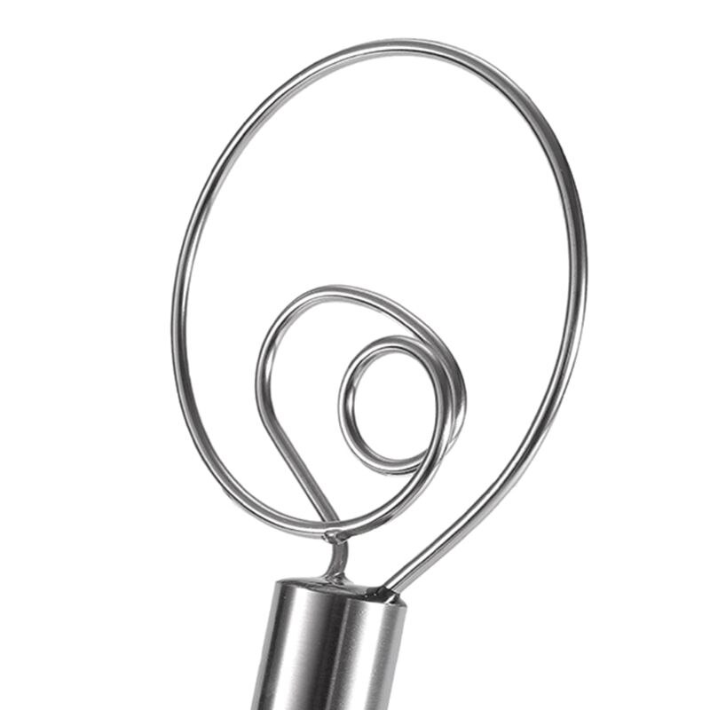Rostfritt stål visp mjöl spiral omrörare dansk visp pinne stål handtag mixer gör det själv bröd deg bakverk gadge