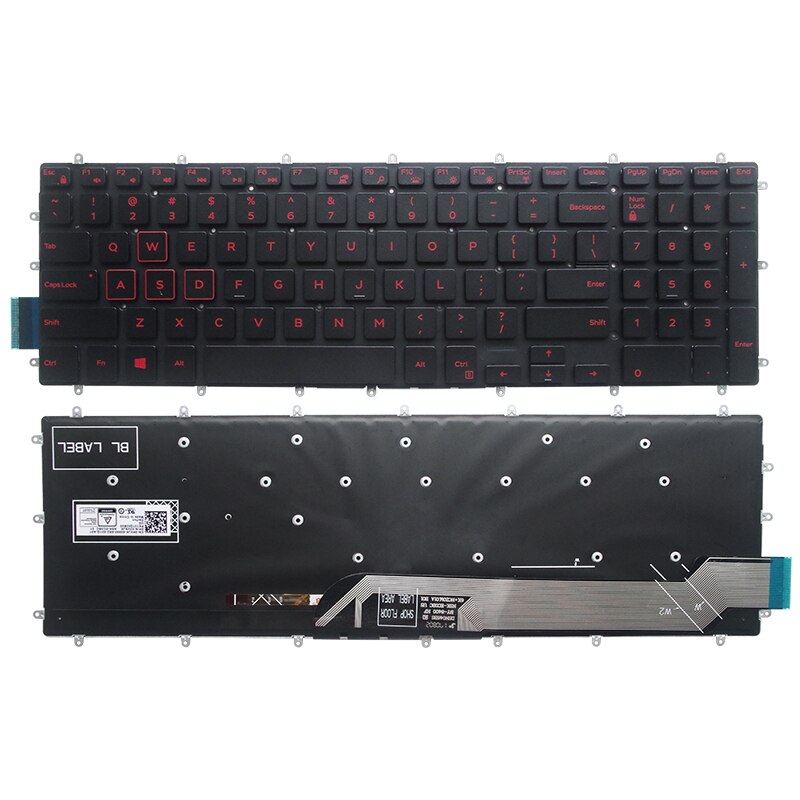 US laptop keyboard for Dell Inspiron 15 5565 5567 5568 Gaming 17 5765 5767 keyboard layout blue/white/red Backlit: RED