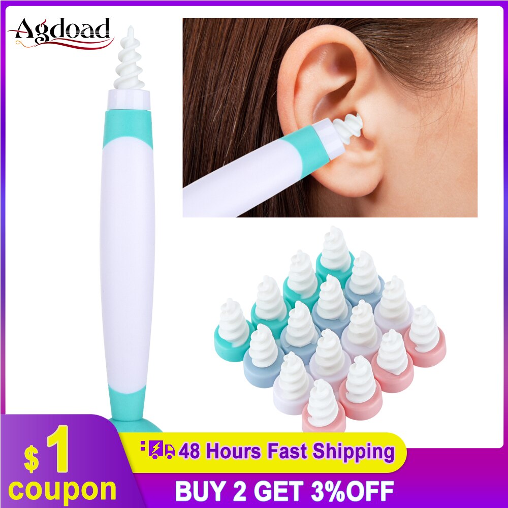 Ear Wax Remover Tool Oor Cleaner Met Zachte Siliconen 16 Vervanging Tips Zachte Spiraal Oor Lepel Tool Voor Oren Cares