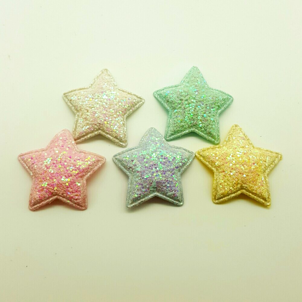 10 stuks snoep knutsel glitter patches schattige sterren haar strik accessoires plak patch voor kleding knutsel patch diy knutselbenodigdheden