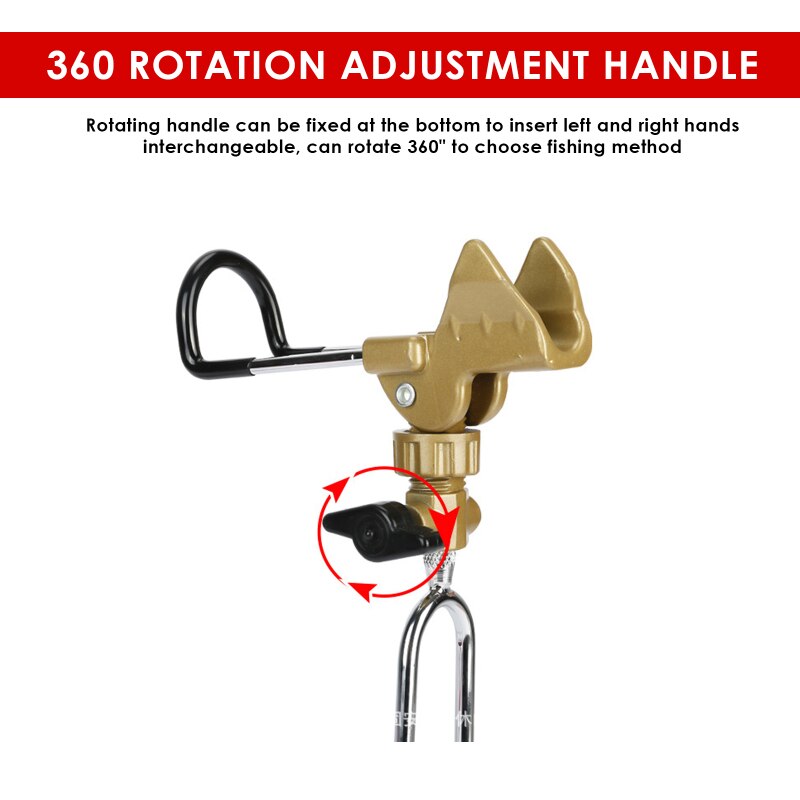 Adjustable Stainless Steel Fishing Rod Holder Gold Metal Handle Support Frame for Telescopic/handle