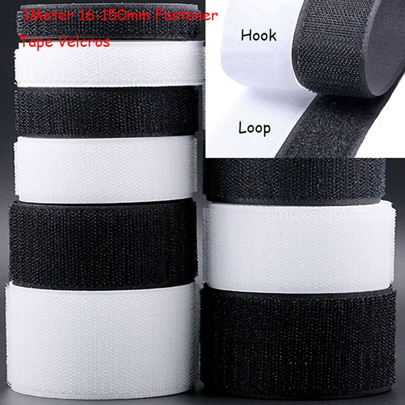 1Meter 16-150mm Sew on Hook and Loop Non-Adhesive Fastener Tape Nylon Strips Fabric Interlocking Tape Adhesive Diy Accessories