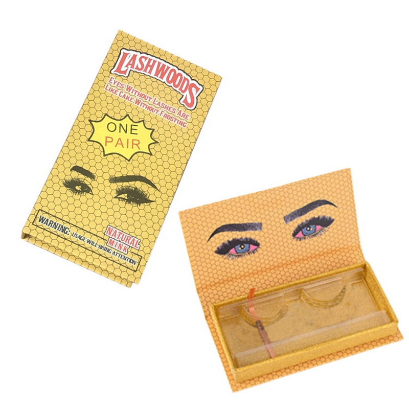 5Pcs Eyelash Packaging Empty Lashes Box With Clear Tray Rectangle Lash Cases Lash Boxes Packaging: YELLOW